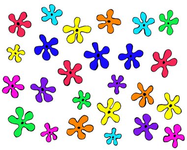 Renkli boyanmış çiçeklerle beyaz arkaplan