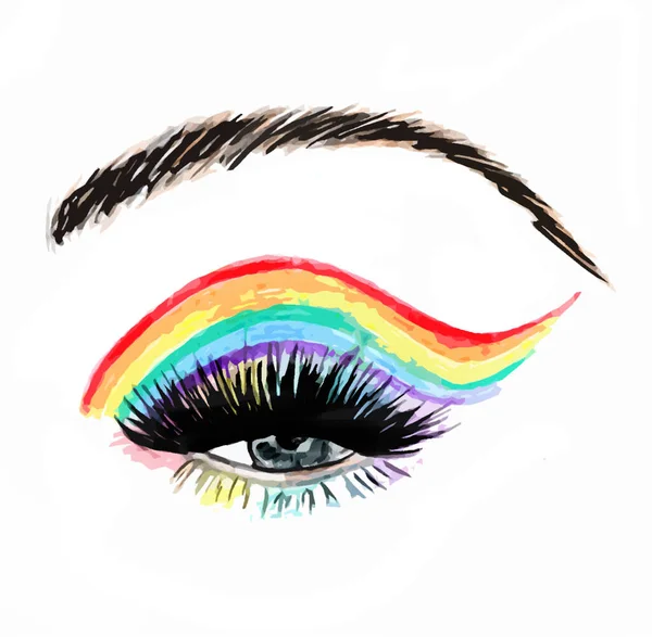Grafisk Bild Ett Öga Med Regnbåge Makeup — Stockfoto