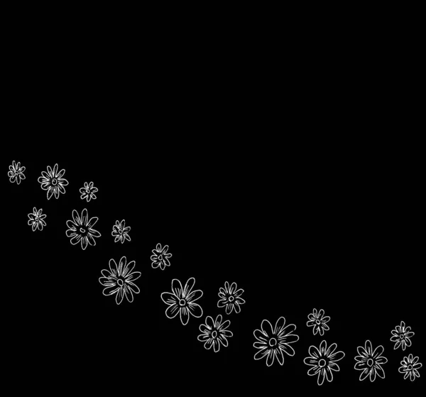 黒を基調とした白い花の装飾 — ストック写真
