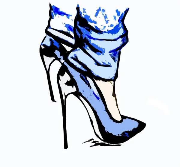 Pies Mujer Zapatos Azules Tacón Alto —  Fotos de Stock
