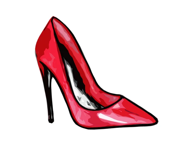 빨간색 하이힐 구두를 여성의 그래픽 이미지 — 스톡 사진