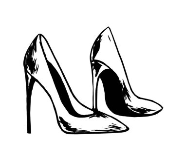 Beyaz arka planda siyah ayakkabılı kadınların yüksek topuklu resimleri