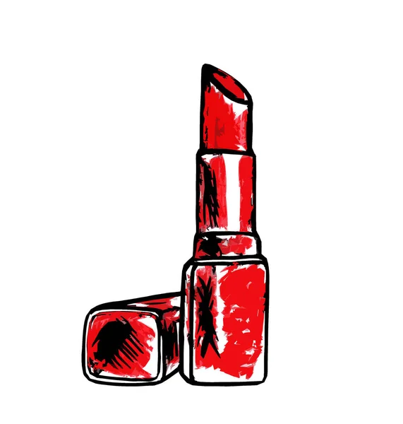 Grafik Von Rotem Lippenstift Auf Weißem Hintergrund — Stockfoto