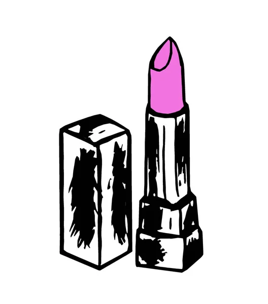 Pink Lipstick Black Tube Graphic Image — Stock Photo, Image