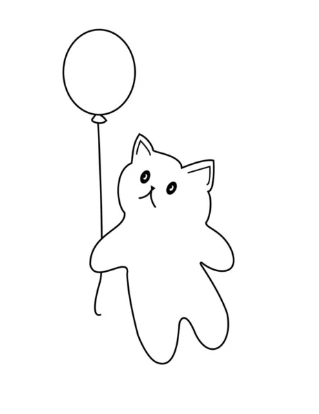 Koťátko Lítá Obrysu Balónu — Stock fotografie