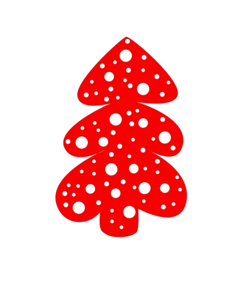 Árvore Natal Vermelho Com Bolas Neve Brancas Fundo Branco — Fotografia de Stock
