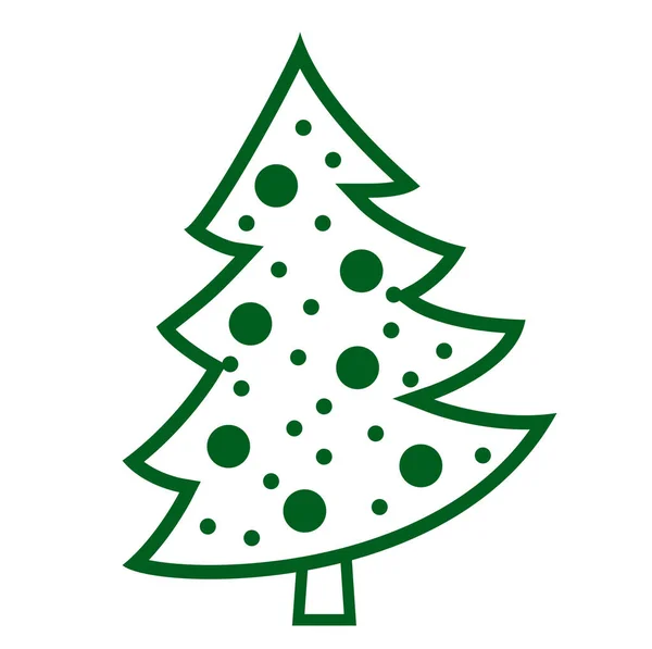 Obrys Vánočního Stromku Zelenými Puntíky — Stock fotografie