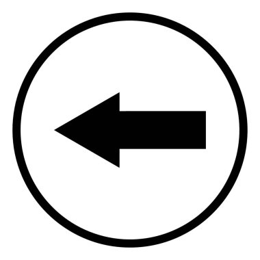 Solu gösteren koyu siyah bir ok, kalın siyah bir çemberin içine sarılı..