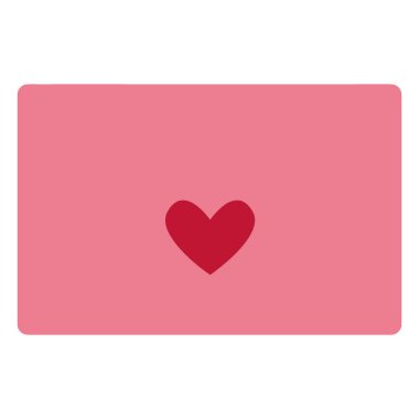Minimalist, düz dizaynlı pembe bir zarf, tek merkezli kırmızı kalp çizimi. Temiz ve tatlı.