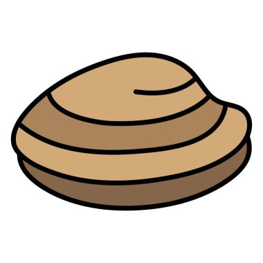 Tek bir kahverengi midye kabuğunun şekillendirilmiş, karikatürsel çizimi büyüme halkalarını gösteriyor..