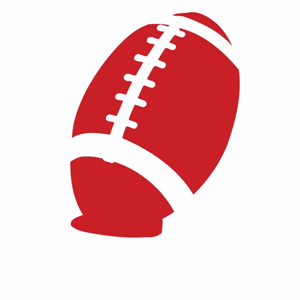 Beyaz bağcıklı, beyaz arka planda sunulan, stilize, katı kırmızı Amerikan futbolu grafiği. Temiz ve ikonik.