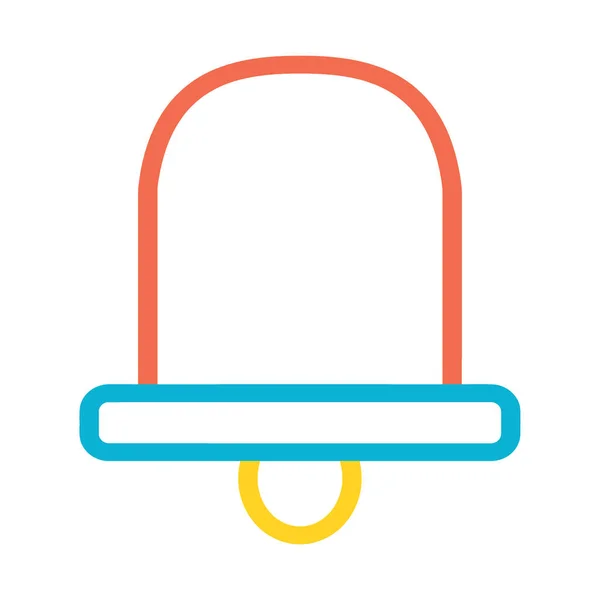 Beyaz arka planda parlak kırmızı, mavi ve sarı çizgileri olan bir çanın minimalist tasviri..