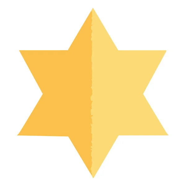 Düz bir tasarım, Davut 'un altın yıldızı, Yahudiliğin sembolü, beyaz bir arka plana karşı..