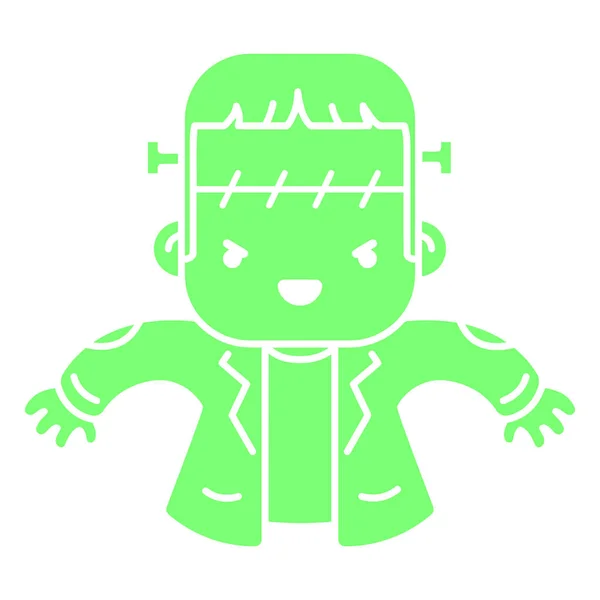 Parlak yeşil, stilize bir çizgi film çizimi Frankenstein 'ın canavarı dostane bir ifade ve görünür dikişler ve cıvatalar ile.