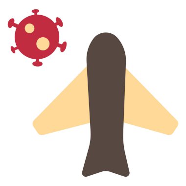 Bir uçak ikonu, küresel sağlık krizlerinin hava taşımacılığı ve taşımacılık üzerindeki etkisini temsil eden bir virüs sembolü ile gösteriliyor..