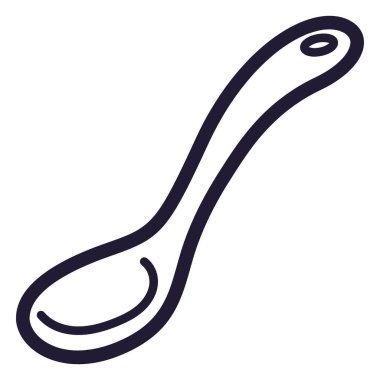 Minimalist, elle çizilmiş bir kaşık. Çizim beyaz arka planda siyah mürekkeple çizilmiş..