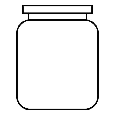 Açık cam bir kavanozun minimalist çizgisi. Siyah ve beyaz kapaklı..