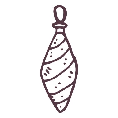 Sarmal desenli ve küçük noktalı uzun, gözyaşı damlası şeklinde bir Noel süsü. Asmak için bir döngüsü var..