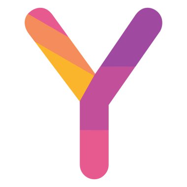 Ilık turuncu, sarı, pembe ve mor renklerin pürüzsüz bir gradyanı içeren parlak, soyut bir Y logosu..