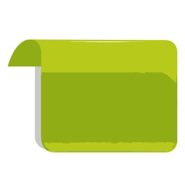 Katlanmış köşeli parlak yeşil bir kurdele pankartı ve ince bir gölge. Grafik elementi eklemek için mükemmel..