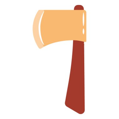 Açık kahverengi ahşap saplı ve altın metal baltalı klasik bir balta tasarımı çizimi..