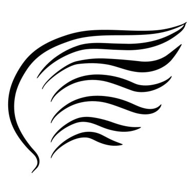 Beyaz arkaplanda akan siyah fırça darbelerinden oluşan stilize edilmiş bir kanadın minimalist grafiği.