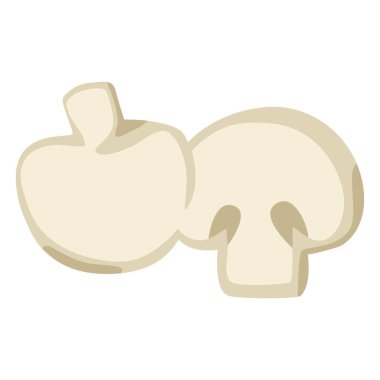 Solungaçlarını ortaya çıkarmak için iki beyaz düğmeli mantarın basit bir çizimi..