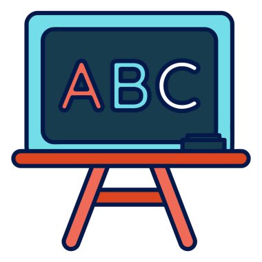 Bir sehpada stilize edilmiş bir karatahta eğitim ve öğrenmenin temellerini temsil eden ABC harfleri sergilenir..