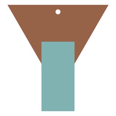 Kahverengi üçgenli, minimalist bir grafik. Dörtgen üzerinde küçük bir delik var. Basit bir soyut kompozisyon oluşturuyor..