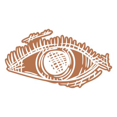 Açık bir gözün stilize edilmiş, elle çizilmiş bir çizimi. Göz, Dünya 'nın detaylı bir çizimini içeriyor..