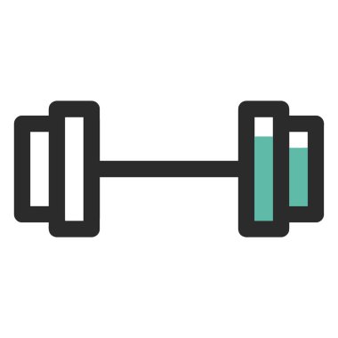 Minimalist bir halterci, bir tarafında deniz mavisi renkli ağırlık plakaları olan, kuvvet antrenmanını ve formda olmayı temsil eden.