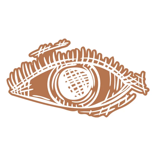 Açık bir gözün stilize edilmiş, elle çizilmiş bir çizimi. Göz, Dünya 'nın detaylı bir çizimini içeriyor..