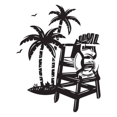 Şemsiye simgesi vektör illüstrasyon tasarımlı sandalye