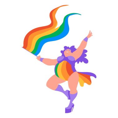 Gökkuşağı bayrağı taşıyan bir kadının gökkuşağı renkleri