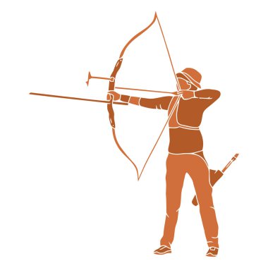 Okçu ve yay. vektör.