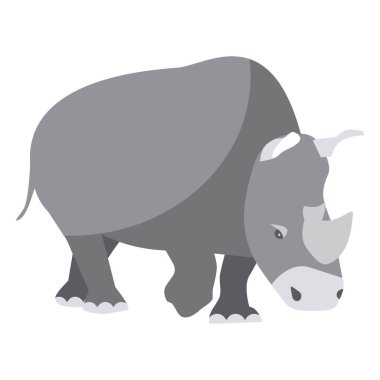 Gergedan ikonu beyaz üzerine çizgi film stili. vektör illüstrasyonu.