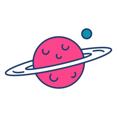 Gezegeni olan sevimli pembe uydunun vektör çizimi.