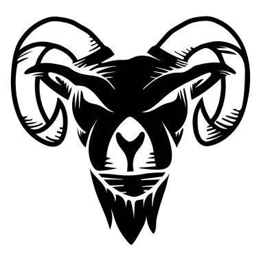 Boğa başlı siluet. Boğa boynuzu vektör illüstrasyonu