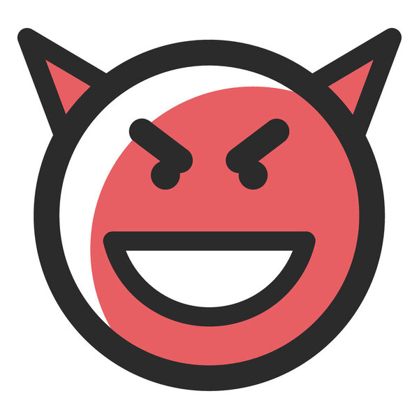 иконка смайлика дьявола в стиле контура