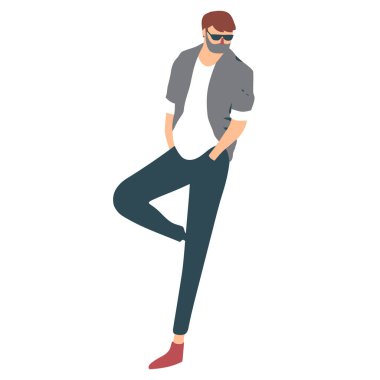 Güneş gözlüğü takan genç adam.