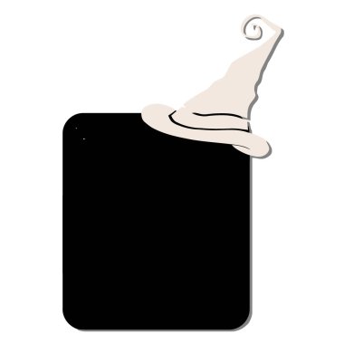 etiket bir karikatür cadı şapka