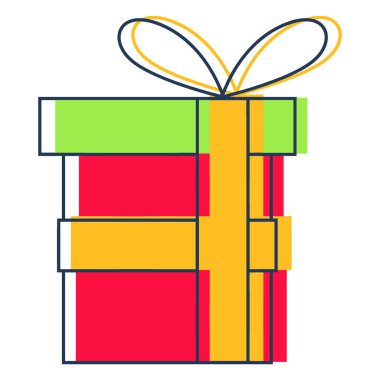 Hediye kutusu hediye ikonu. Düz renk tasarımı. vektör illüstrasyonu.