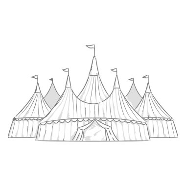 Sirk çadırında bayraklar ve ışıklar