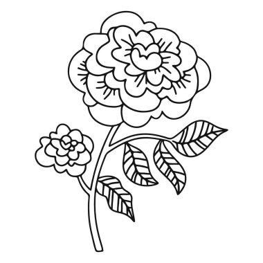 Yapraklı çiçek çizgi film vektör illüstrasyon grafik tasarımı