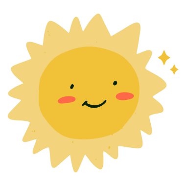 Güneşin düz renkli retro karikatürü