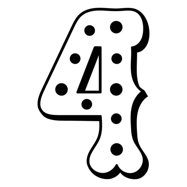 4 numara, 4 numara, vektör illüstrasyonu beyaz arkaplanda izole edildi.