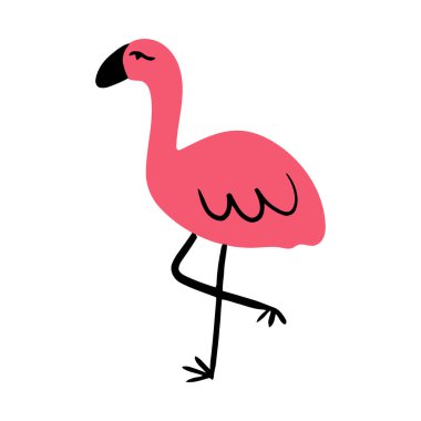 Pembe flamingo kuş simgesi, düz tasarım