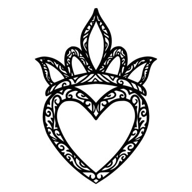 kalp taç ve yapraklar süsleme