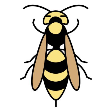 Arı renk arkaplanı üzerinde uçuyor, vektör illüstrasyonu