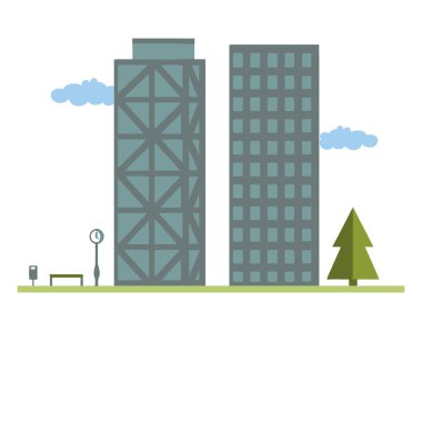 Ağaçlı bina ve şehir simgesi